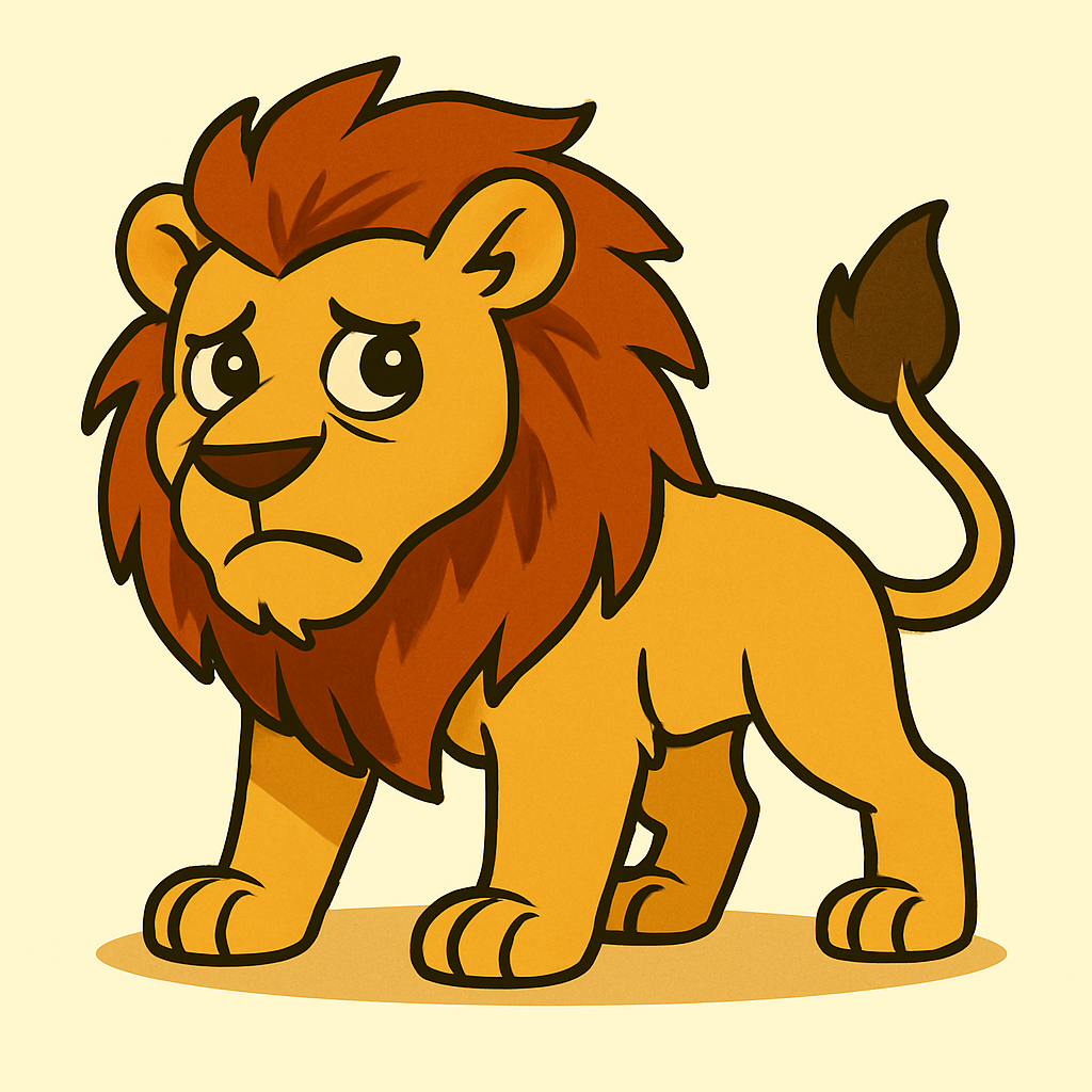 불안하지만 용맹한 사자