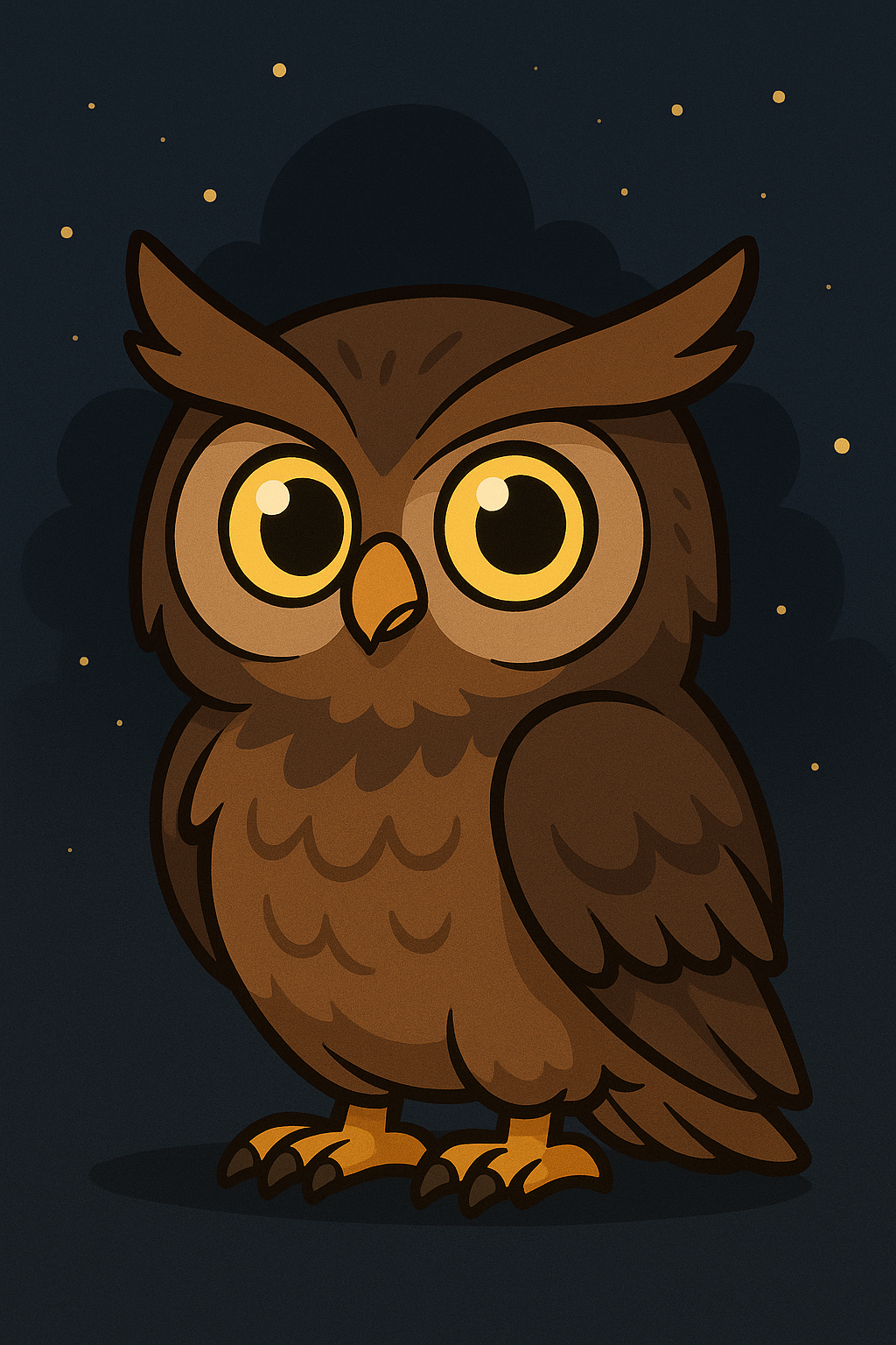 밤의 지혜로운 부엉이